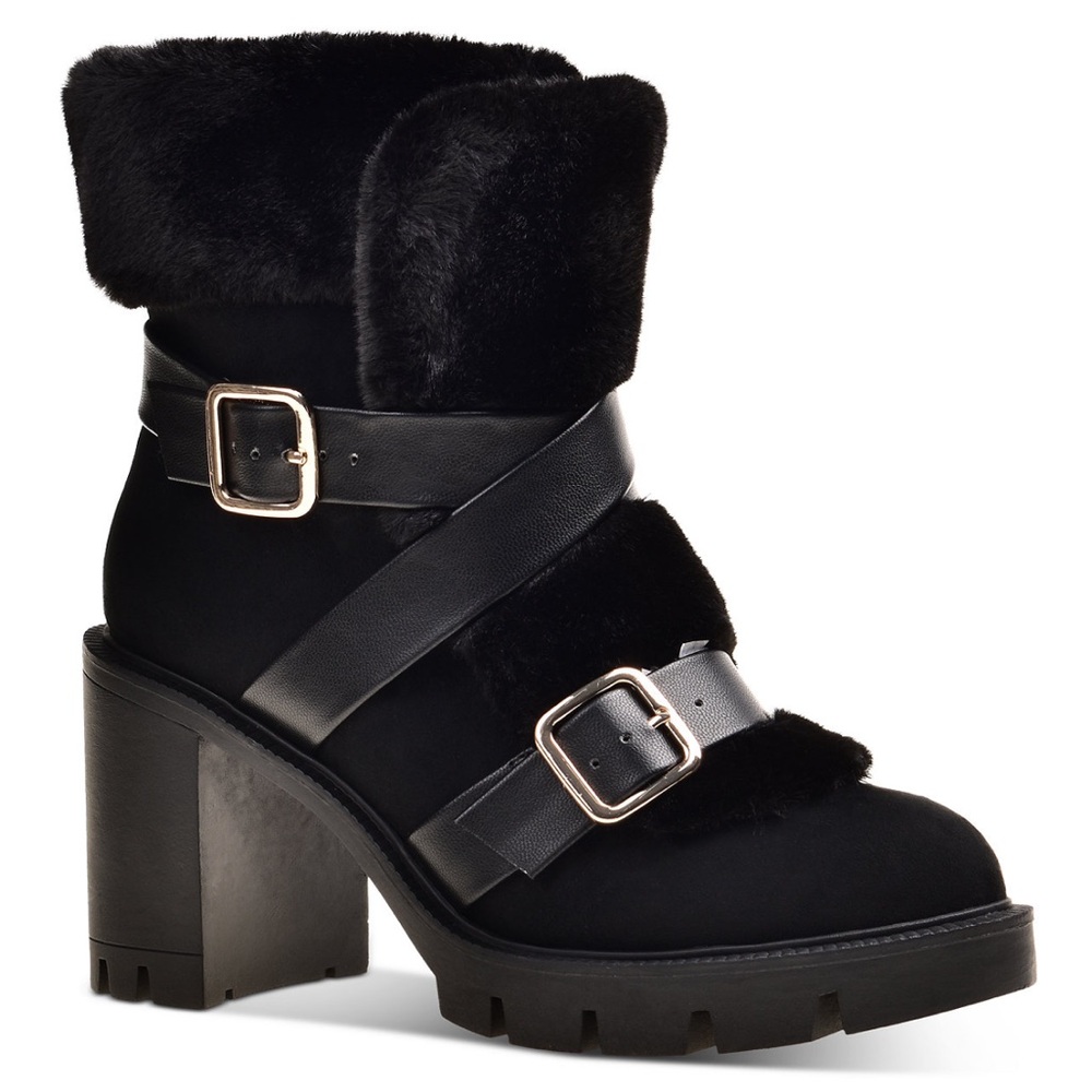 NWB INC. Women’s  Boots w/ Faux Fur And Buckle Accents. Size 8